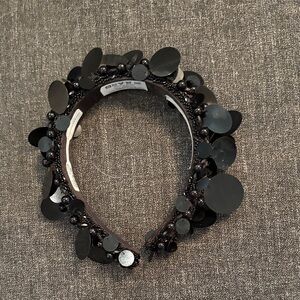 Anthropologie Black Beaded Festive Headband NWT Retail $54